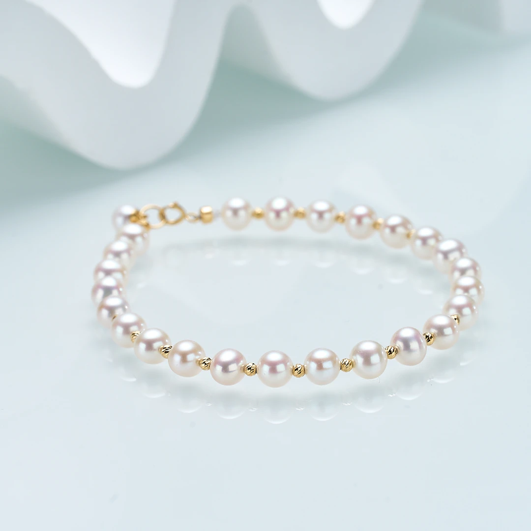 G18K金  淡水珍珠满天星手链5-6mm气质手工经典仙女可调节 DSL005