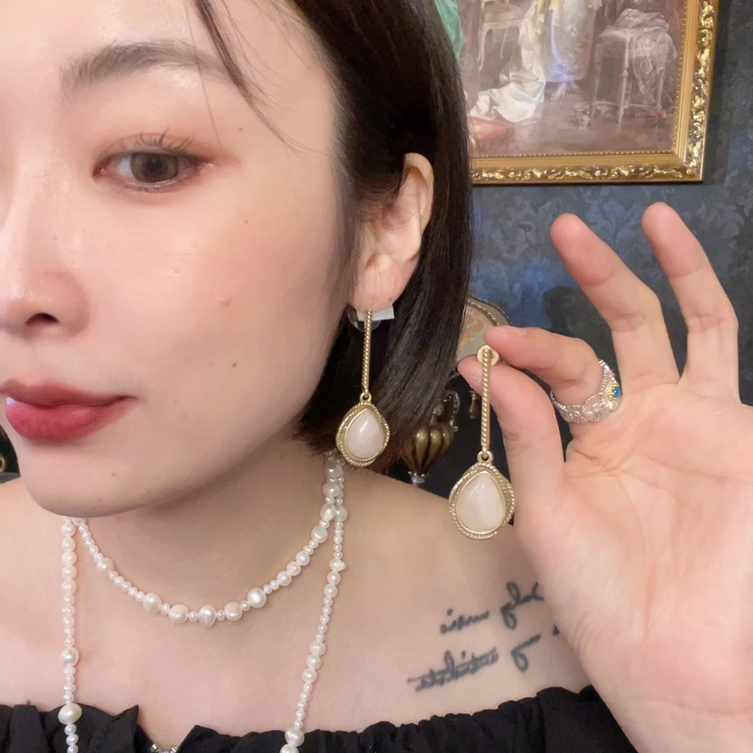 黄铜珐琅925银耳饰