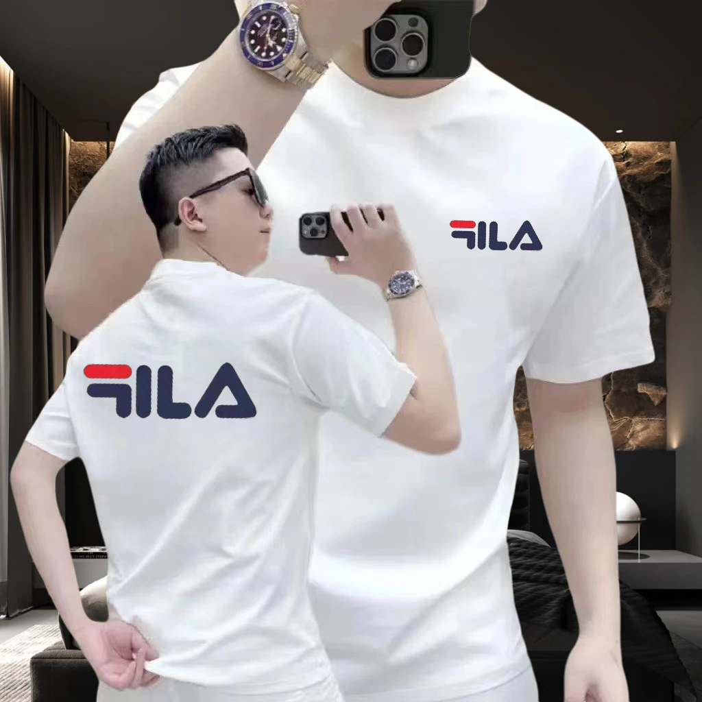 LIFANG重磅痞帅潮流几何印花圆领短袖T恤男女同款休闲时尚上衣