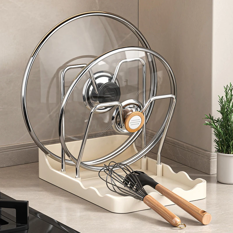 厨房锅盖架台面万能锅盖放置架家用多功能放锅盖锅铲沥水架抹布架