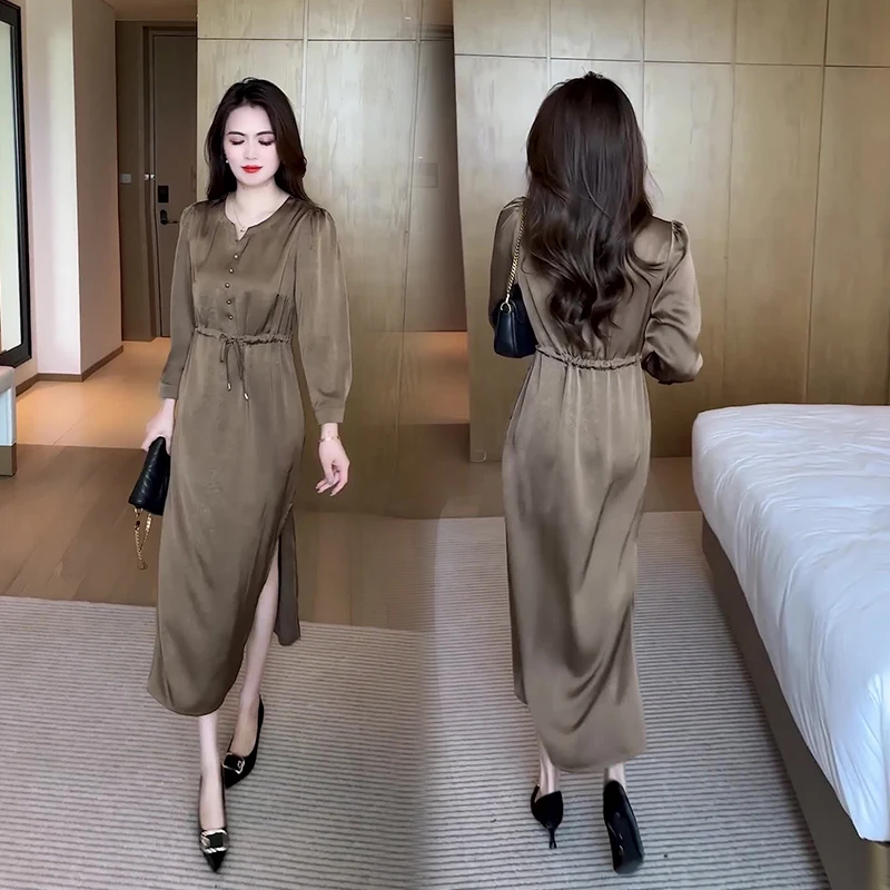 早春装连衣裙2025年中年女装时尚收腰显瘦洋气质时髦春秋漂亮裙子