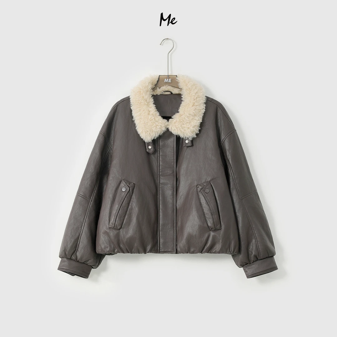 ME【泰迪派克系列魔法鹅绒服】泰迪毛领做旧时尚保暖羽绒服MESA3487