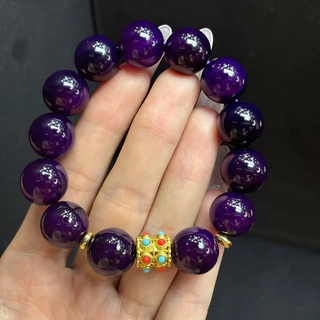 面面来财珠宝S7360卡14左右-千喜之石紫衫淳玛瑙紫手串-