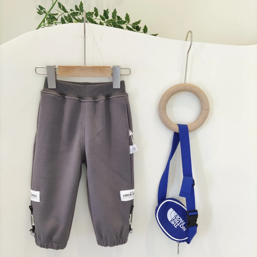 安蒂宝贝2022冬季儿童中性款运动新品时尚百搭加绒卫裤A 404951