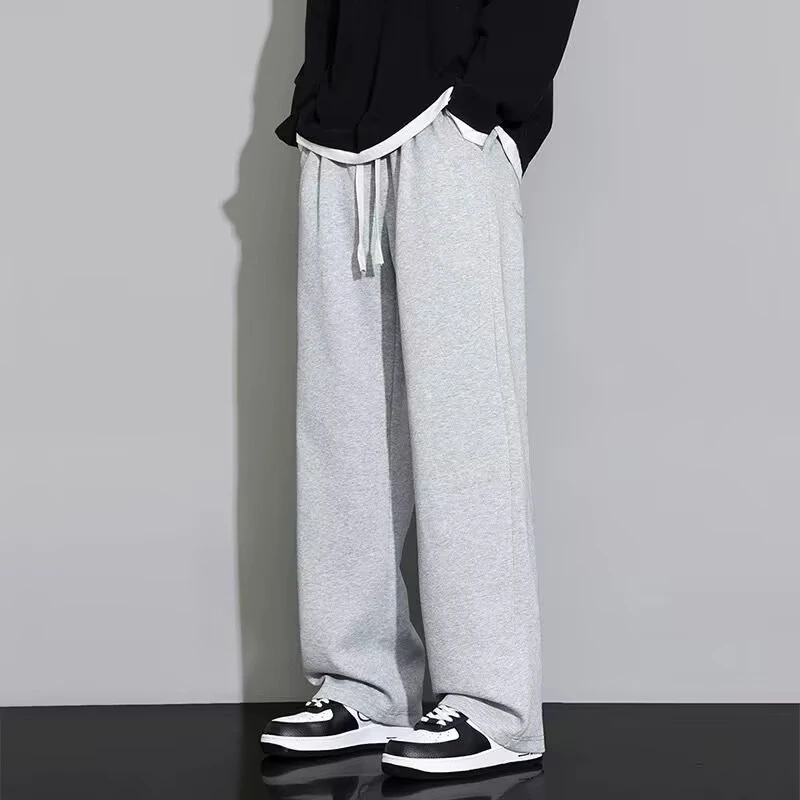仓石一树春秋季简约直筒卫裤2025年新款潮流宽松男士运动阔腿长裤