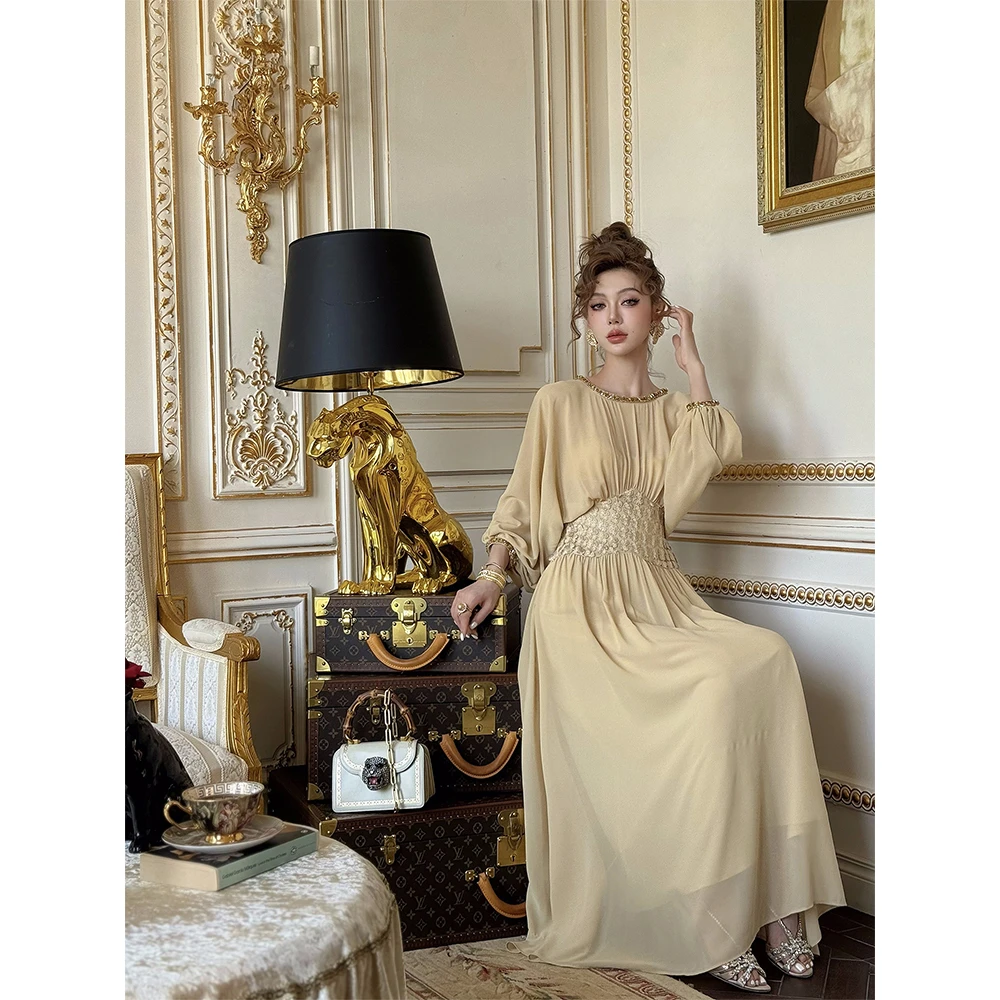 孙瑜儿【烟罗雾纱】白月光长袖气质收腰显瘦连衣裙