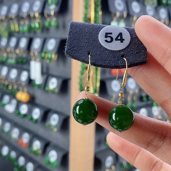 和田玉耳饰18K金镶嵌