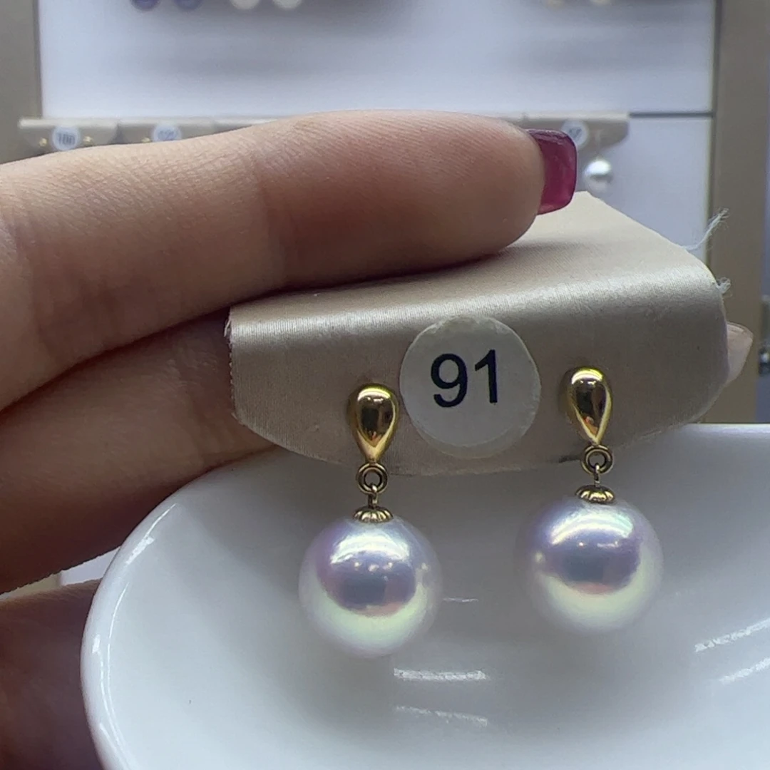 淡水珍珠耳饰18K金镶嵌