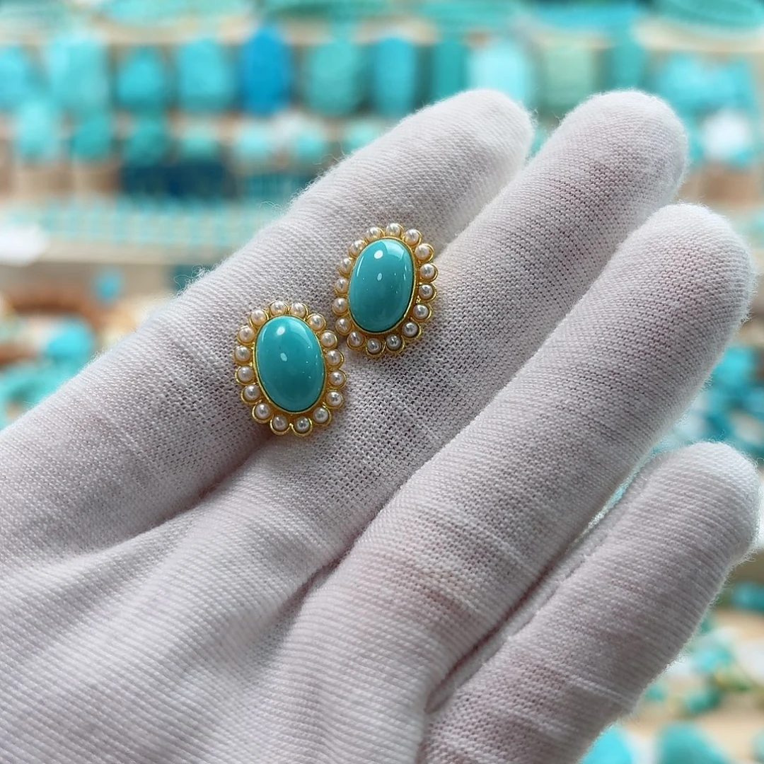 绿松石18K金镶嵌珠宝奇石