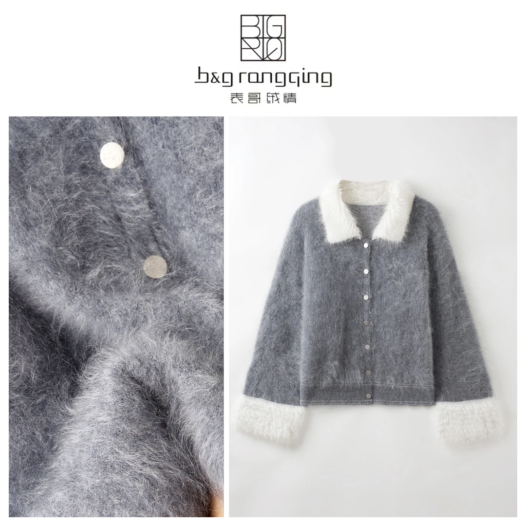 表哥绒情【统一】100山羊绒翻领气质短款长袖羊绒外套