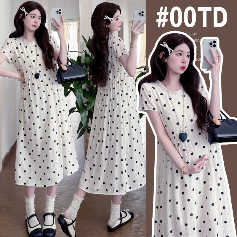 2025夏季新款设计感小清新显瘦洋气波点甜美孕妇连衣裙