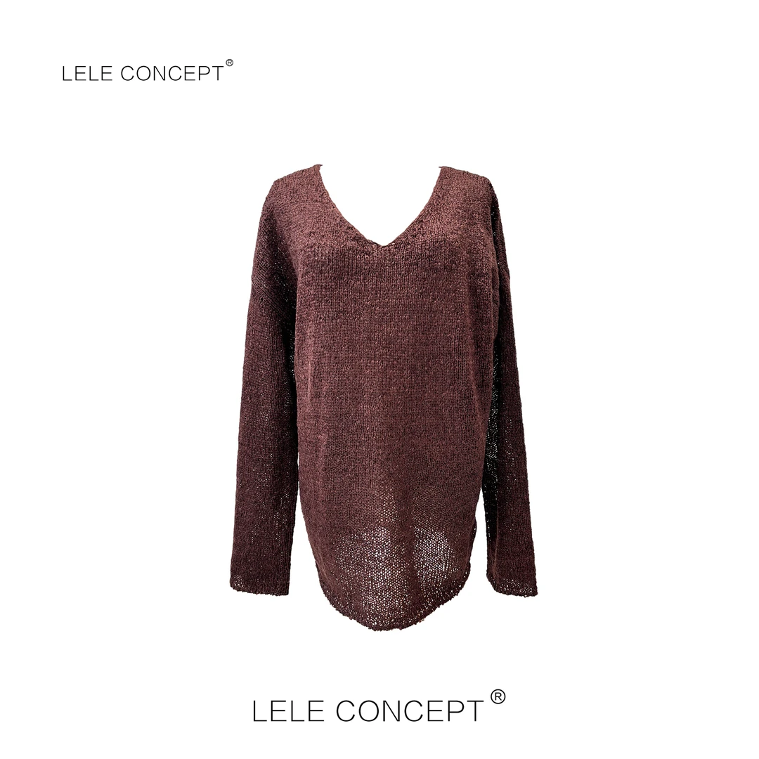 LELE CONCEPT丨「夭夭」都市时装复古设计师款V领网衫S0800