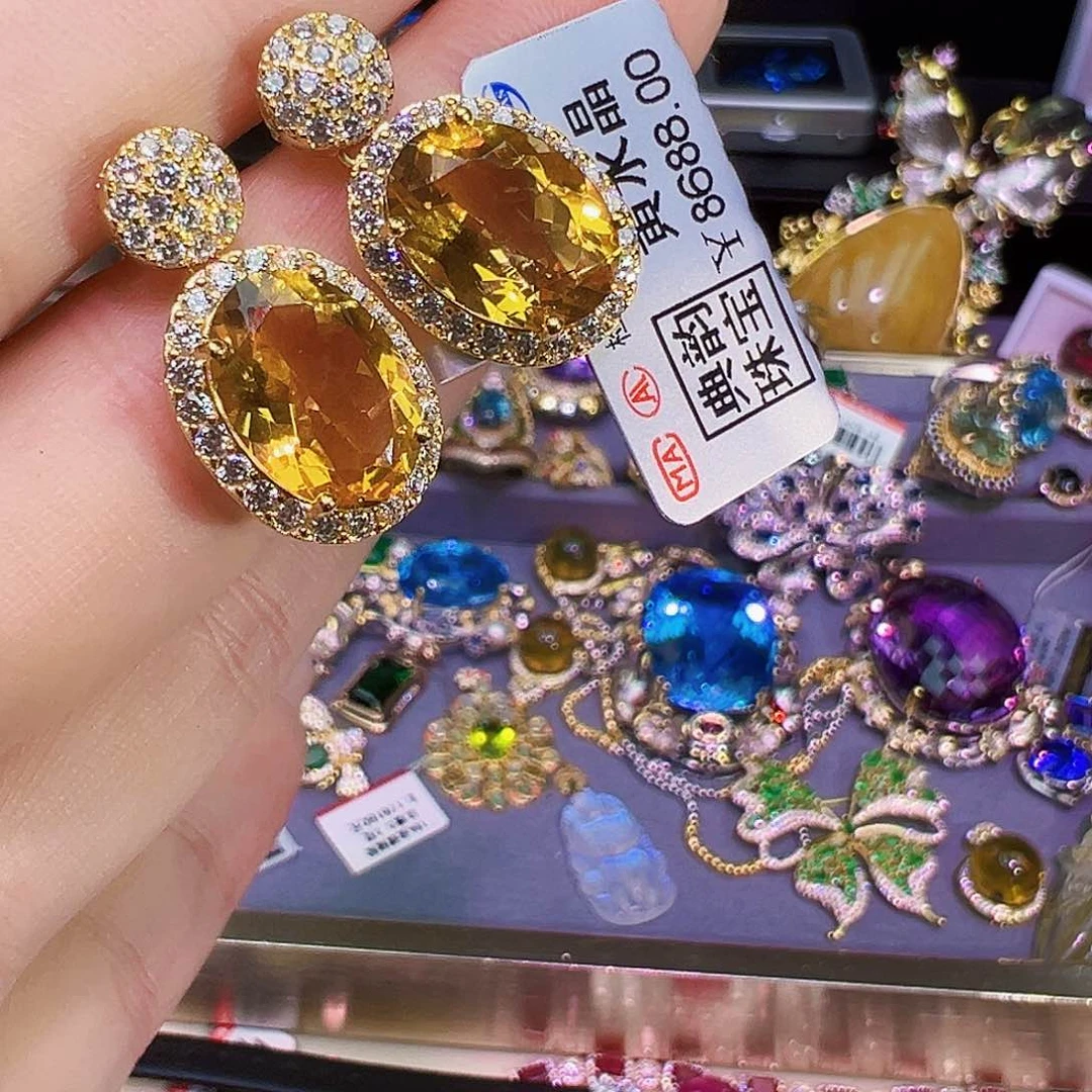 黄水晶银S925镶嵌黄晶