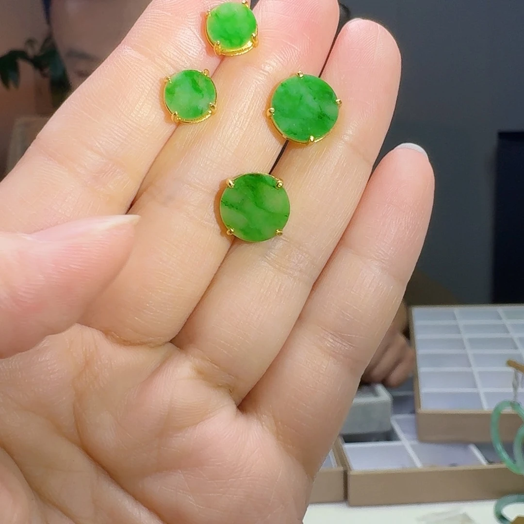 翡翠银S925镶嵌耳饰多样性发货其一