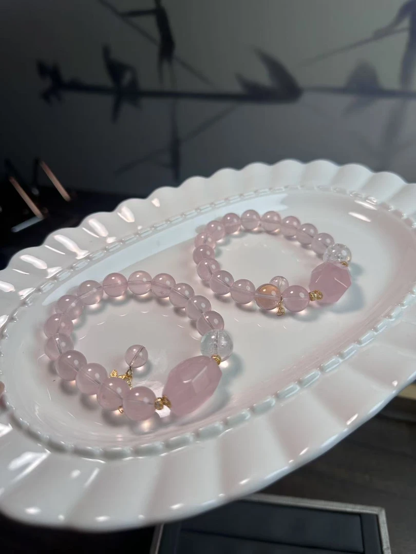 D64天然粉水晶diy单圈 多样性发其一