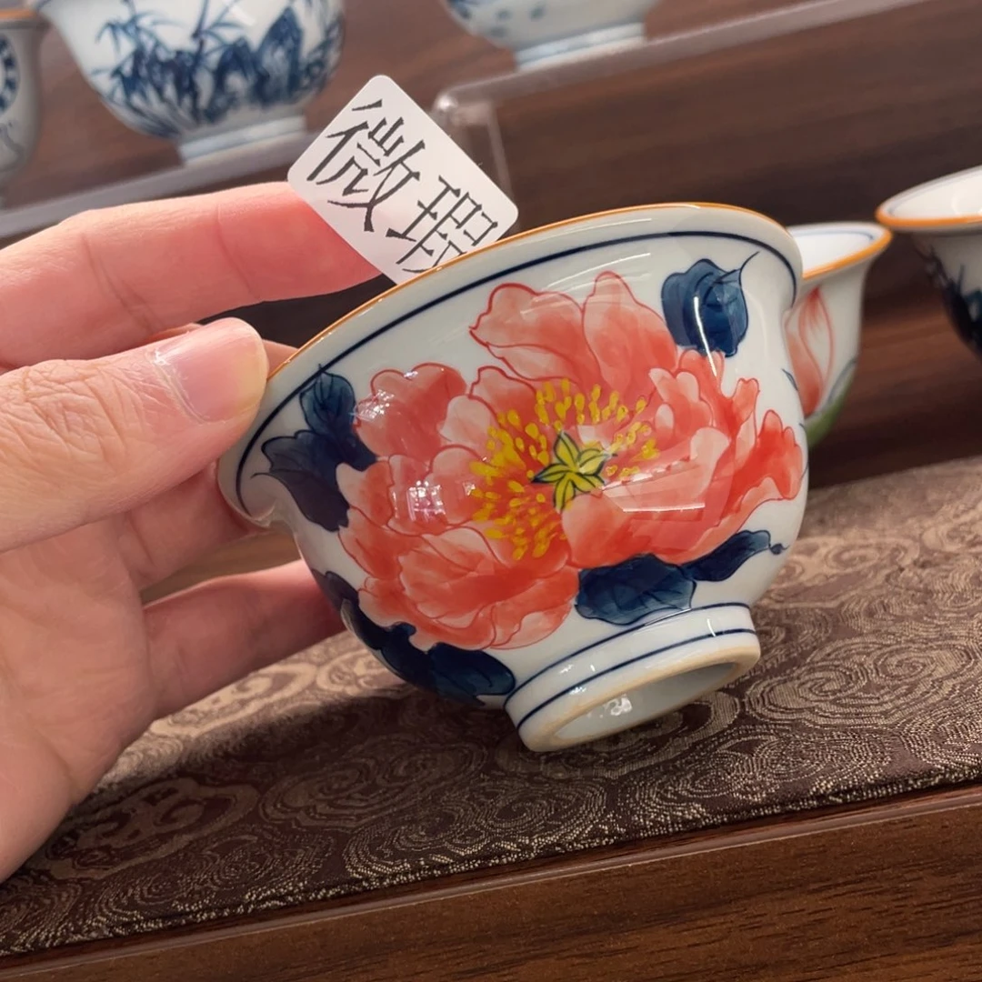 釉下手绘茶具微瑕