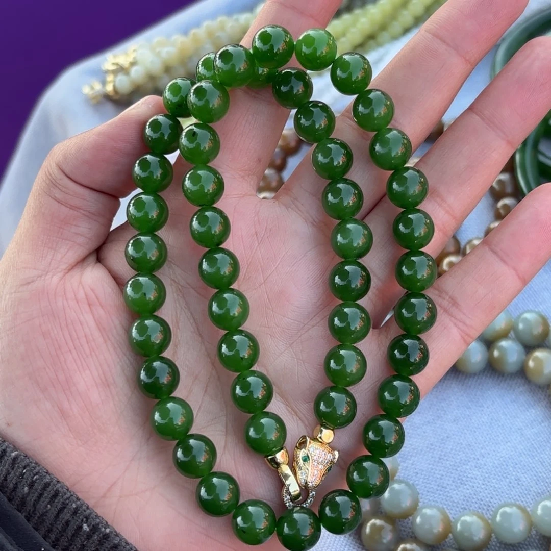 颈饰未镶嵌和田玉碧玉项链卡 10