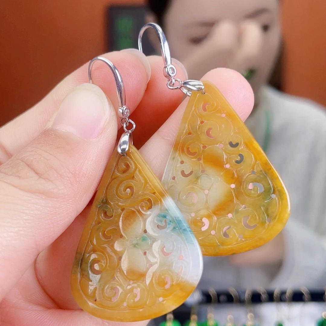 翡翠银S925镶嵌耳饰