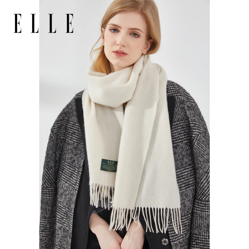 ELLE【专属】100%绵羊毛秋冬纯色围巾经典送礼围脖D33WE24015