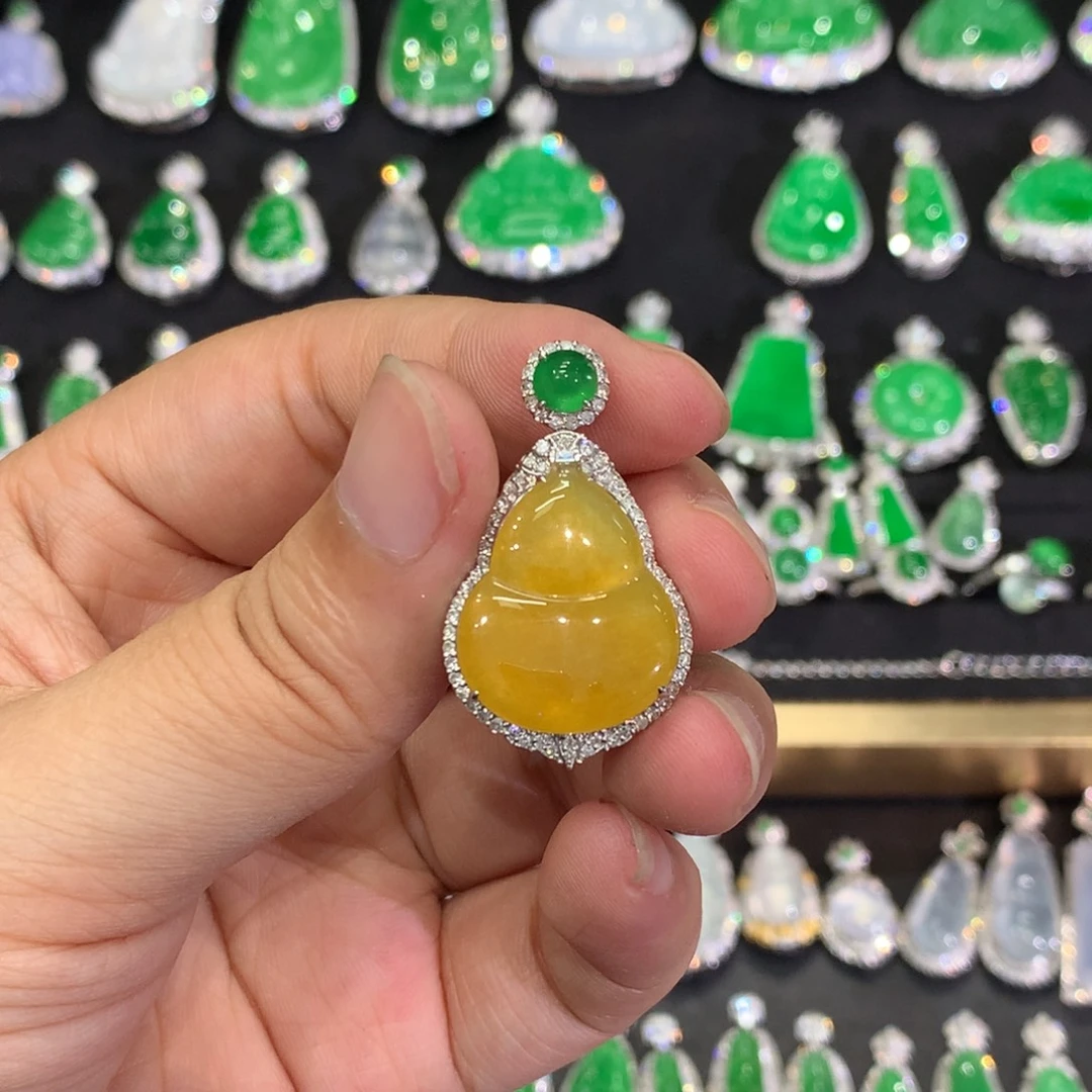 吊坠(不含链)18K金镶嵌翡翠吊坠