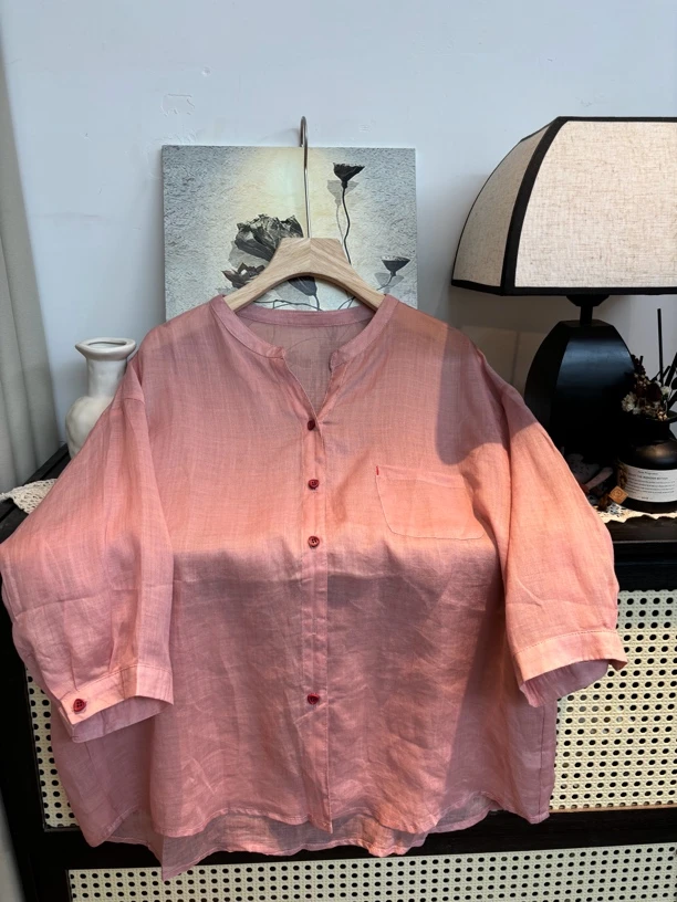 染禧简约衬衫春夏新款女装独特别致上衣时尚粉色绝美小衫