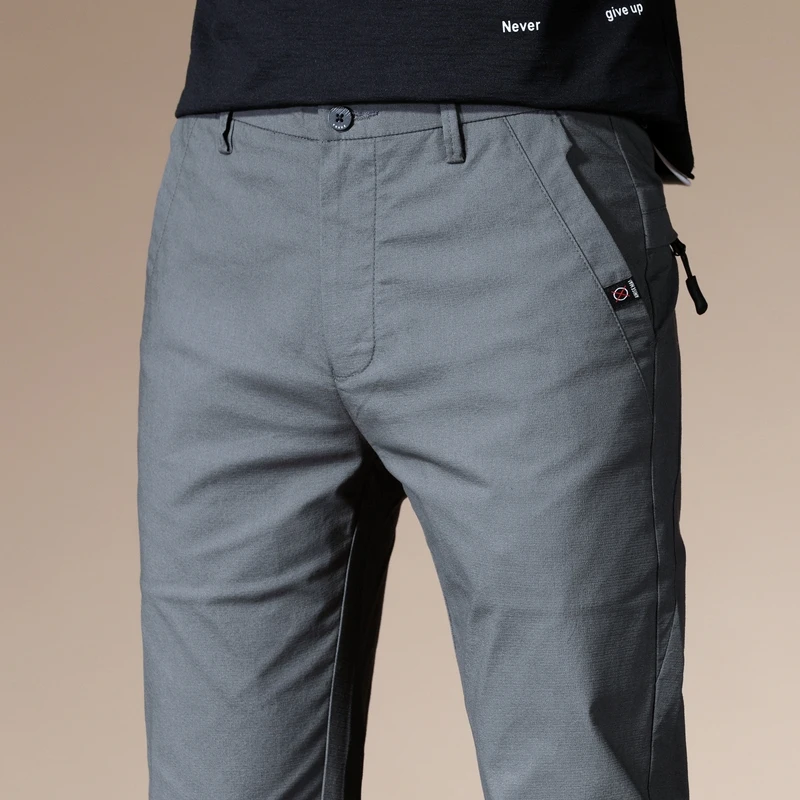 Leekody香港2025秋冬款灰色休闲裤男款修身小脚韩版弹力百搭长裤