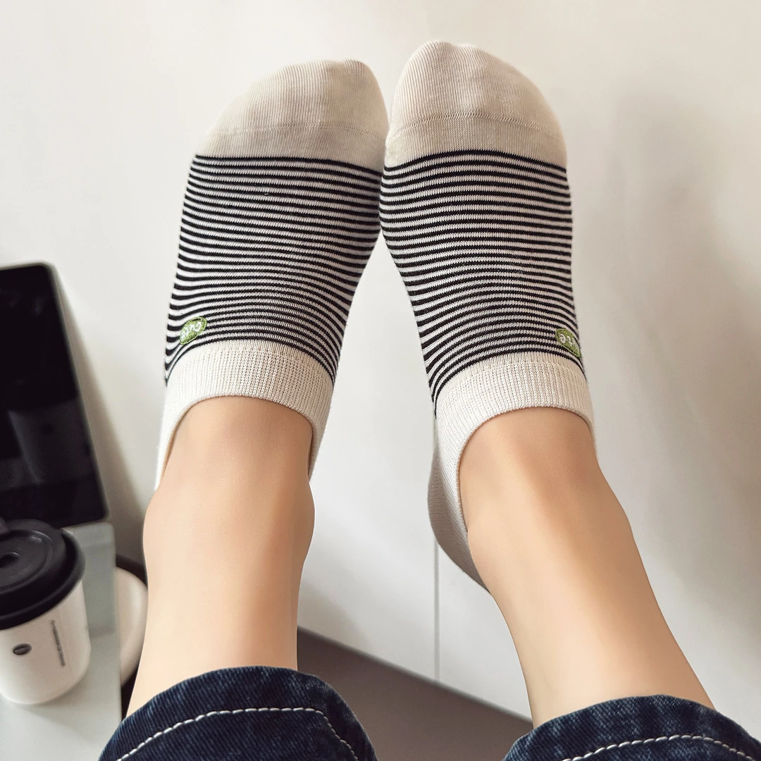 袜子女夏季薄款船袜纯棉不掉脚跟防滑女款夏天条纹糖果色浅口隐形