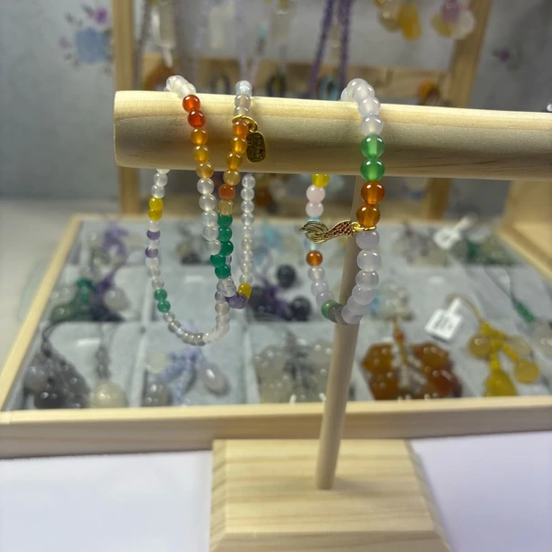 多彩多色4mm6mm弹力手机链编织手工可爱创意