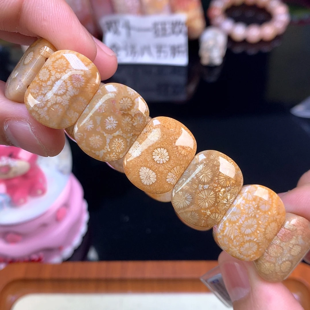 【闪购商品】颈饰未镶嵌硅化珊瑚（珊瑚玉）21号金黄底带皮花