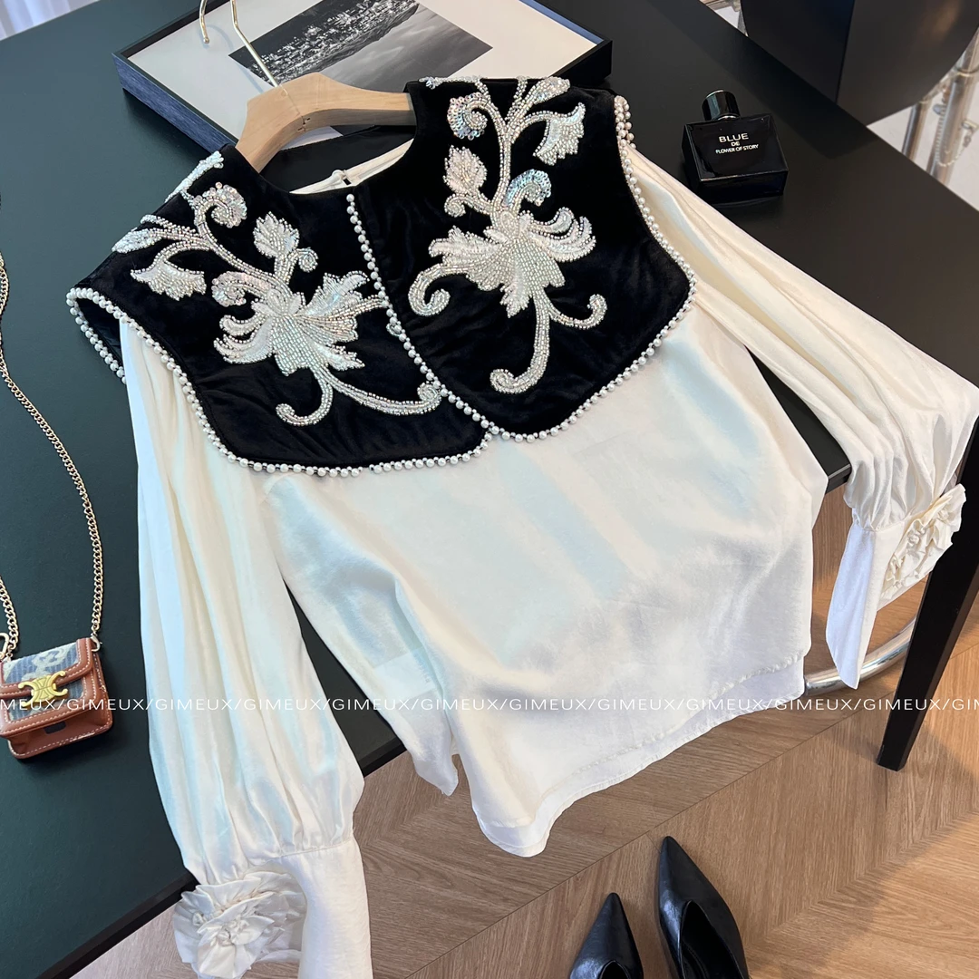 新中式韩系氛围感早秋上衣女2025国风重工刺绣披肩设计感两件套潮