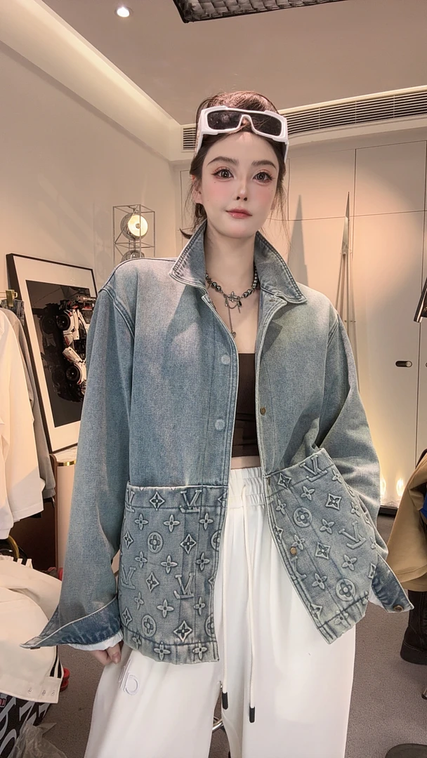 美式休闲风套装春季拼接常规款方领夹克秋季春秋水洗