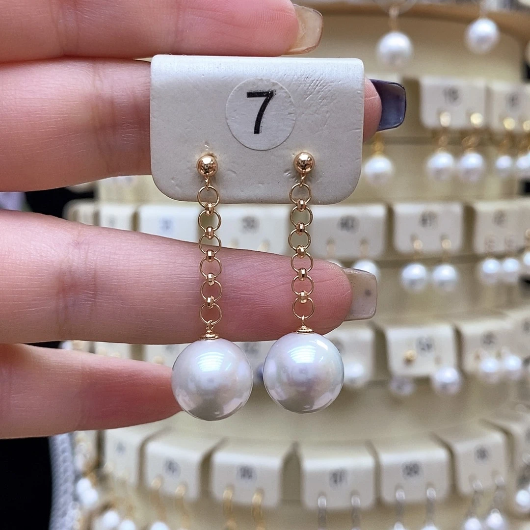 银S925镶嵌耳饰淡水珍珠
