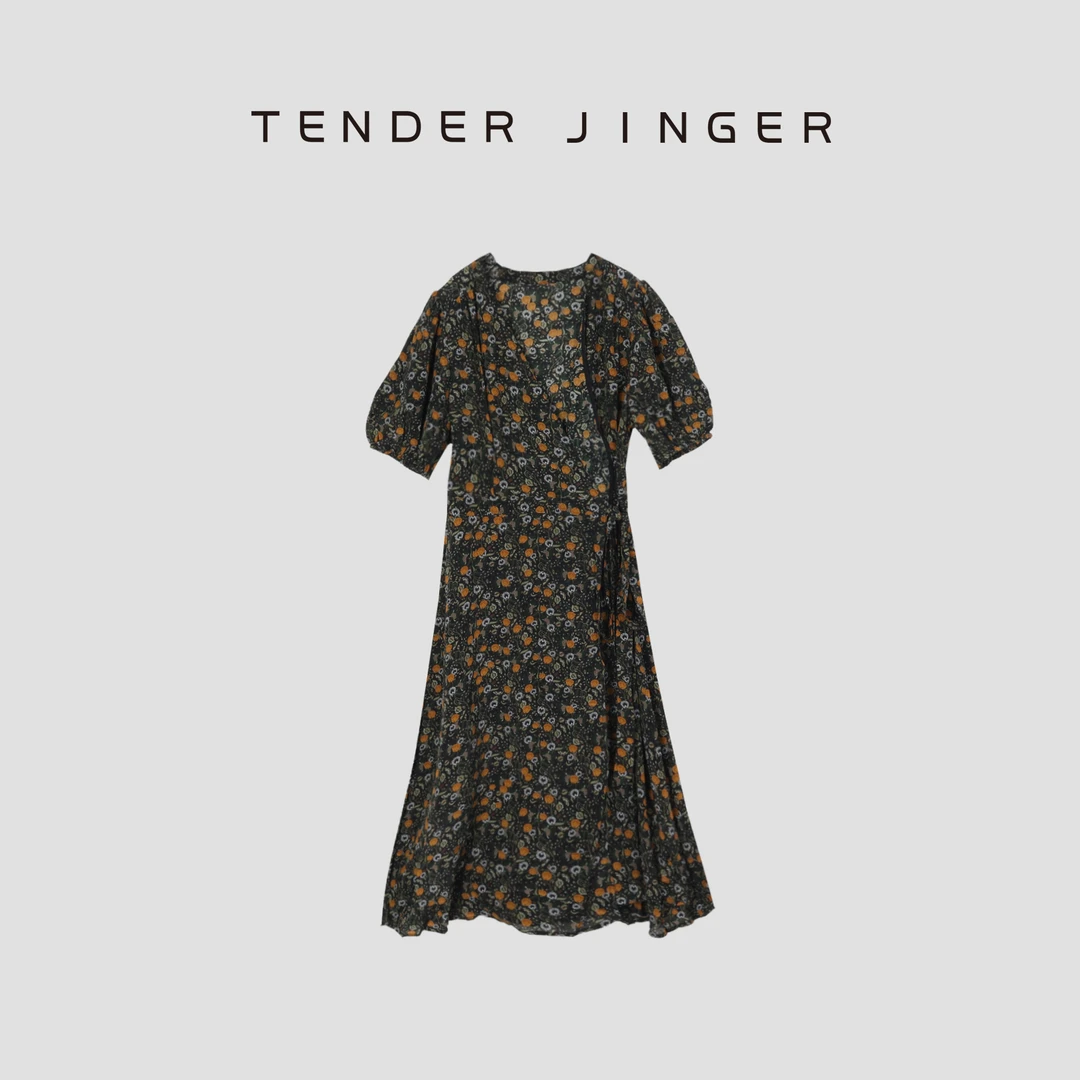 Tender Jinger【活动】桑蚕丝百搭显瘦碎花连衣裙T52KP80901