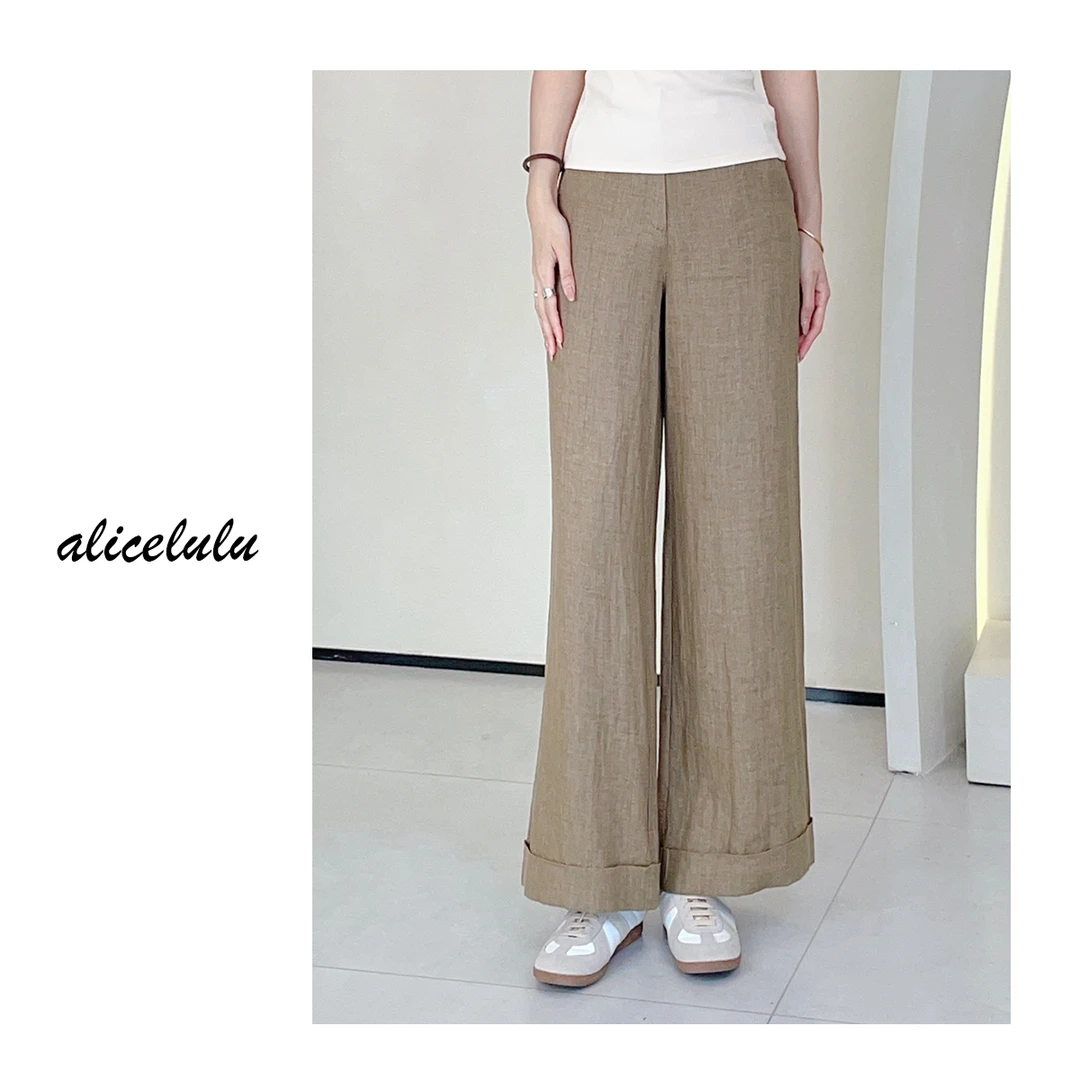 5 alicelulu 垂感亚麻休闲裤女时尚显瘦百搭气质通勤 71009Y