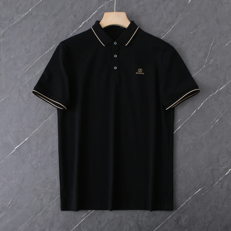 HK409夏季POLO衫棉刺绣翻领冰凉男士短袖polo