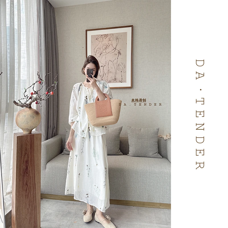 DA·Tender-“醉春风提花上衣+半身裙套装”气质温柔碎花