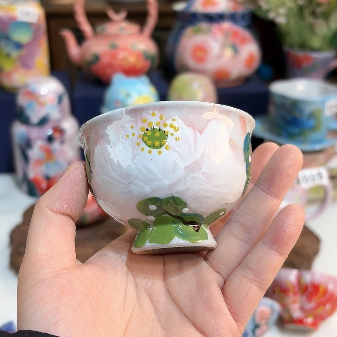 聂***梵景德镇手绘高温釉下彩陶瓷茶具