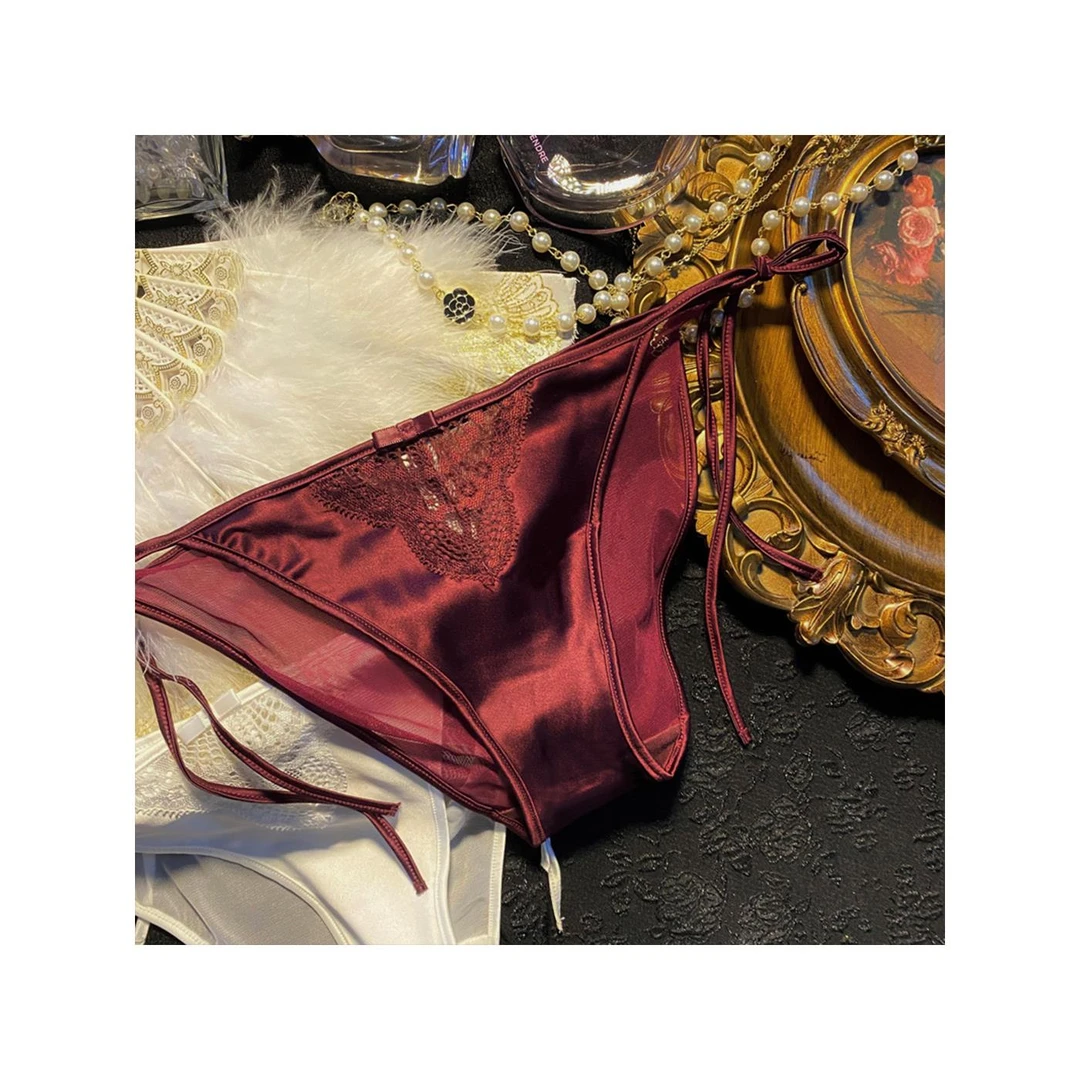 蕾丝一拉性感就内裤女生系带人镂空女士本命年低腰三角裤开勾网纱