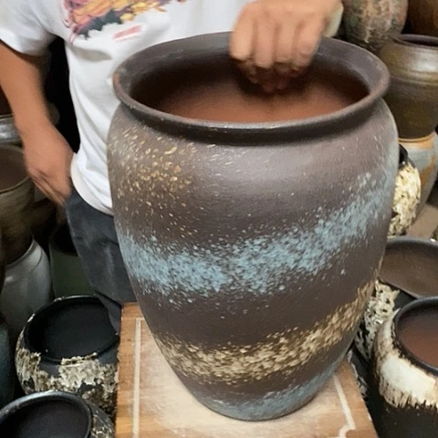 紫砂花盆口26高度41黑刷