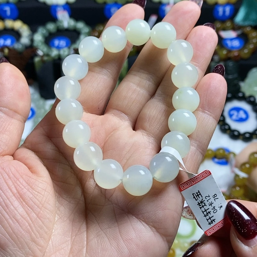 【闪购商品】蛇纹石玉手链未镶嵌爱*卡12