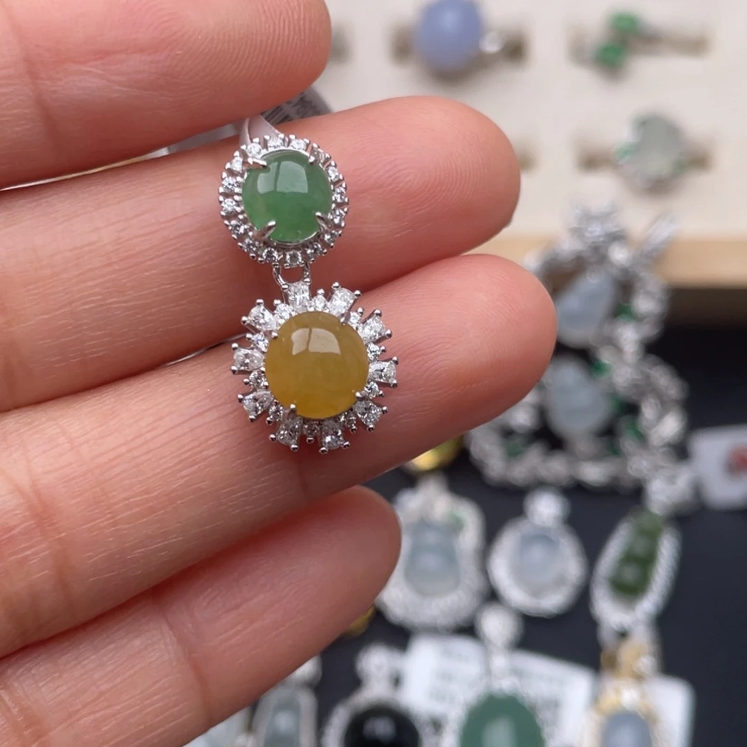 翡翠银S925镶嵌吊坠(不含链)