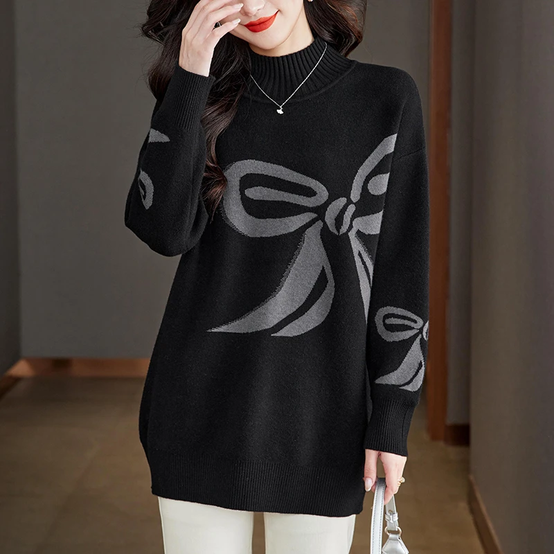 宽松遮肚子打底衫秋冬胖mm大码女装上衣气质高级感显瘦毛衣中长款