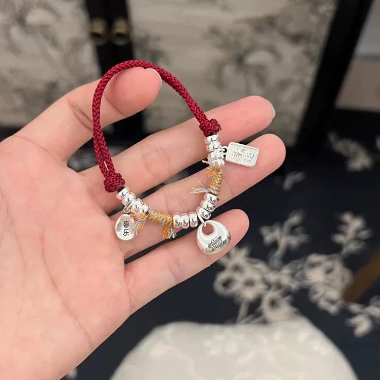 足银手链 足银大满贯平安小胖福 纯银饰品 银饰diy 银饰加工