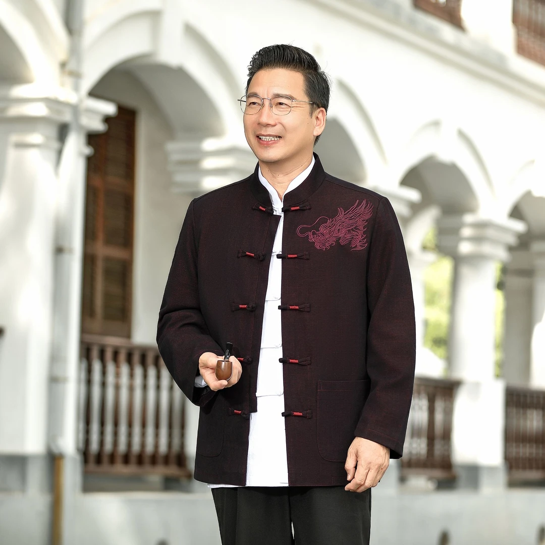 中老年唐装男爸爸秋装新中式国风爷爷外套老人衣服春秋中山装套装