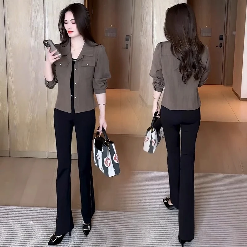 拉夏贝尔时尚短款外套女2025春秋新款长袖小个子宽松休闲百搭上衣