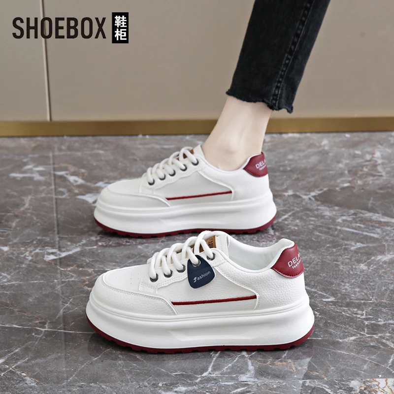 SHOEBOX鞋柜小白鞋女2025春季新款百搭厚底休闲女鞋运动板鞋子