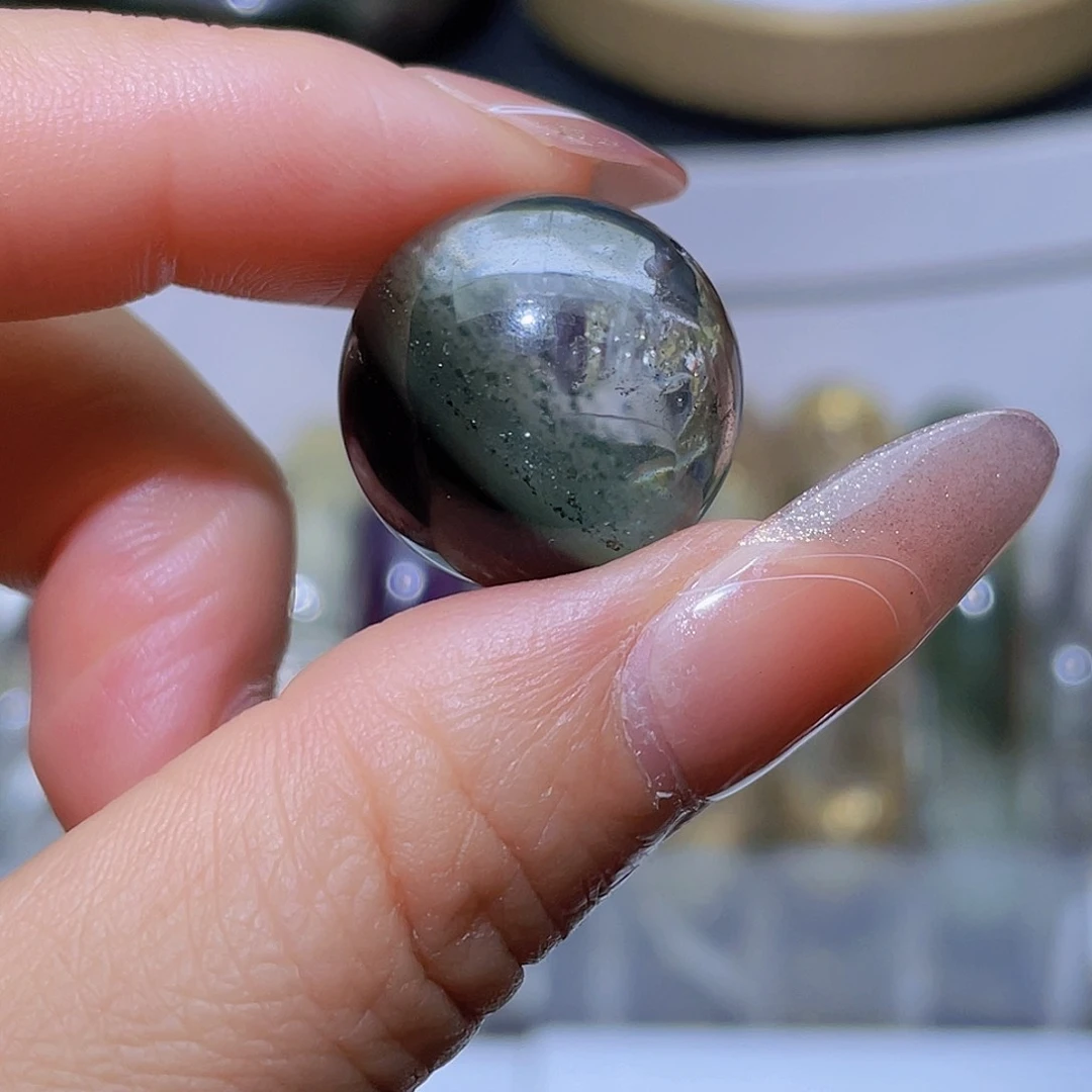 水晶颈饰未镶嵌天然绿幽灵聚宝盆圆珠