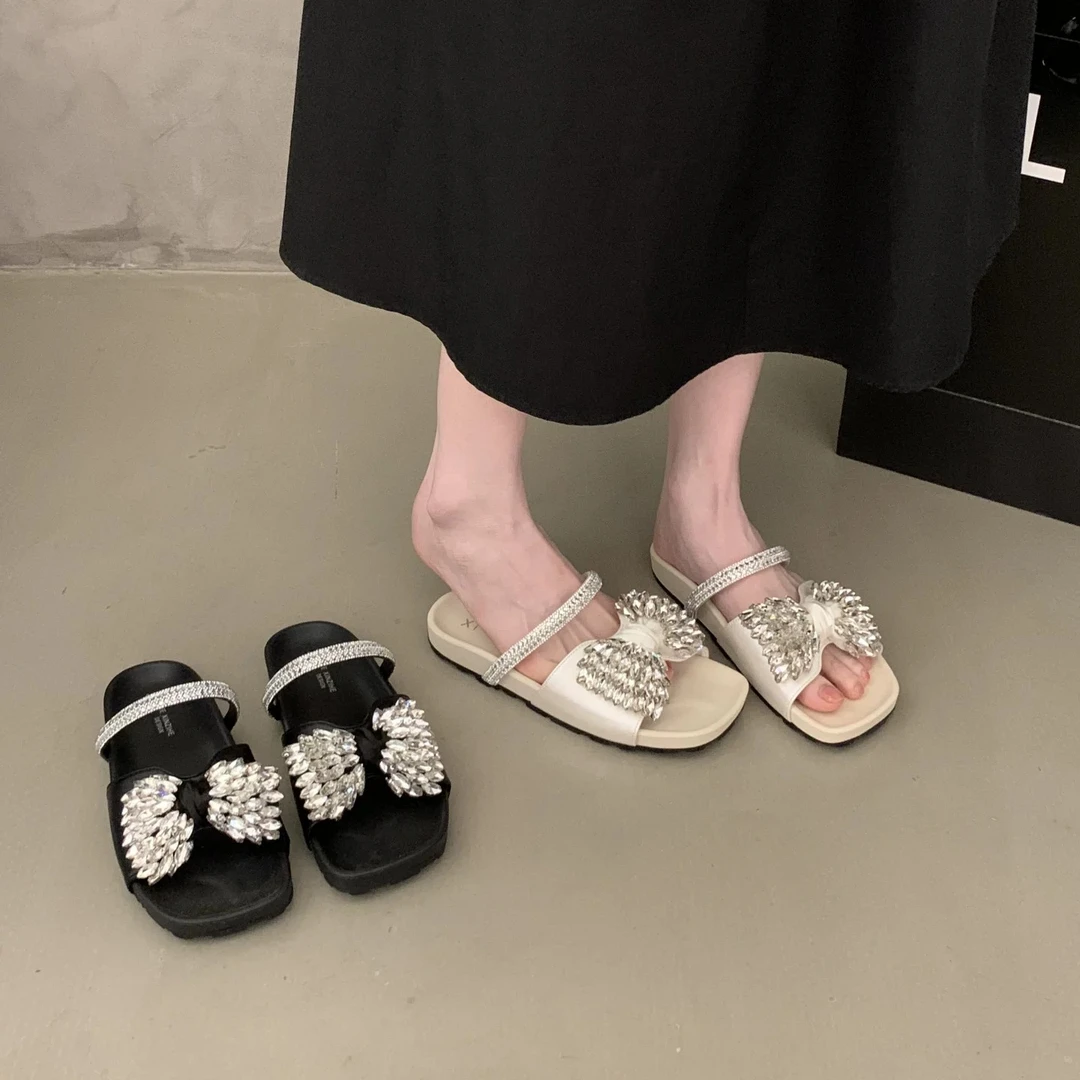 女夏外穿新款配裙子仙女风水钻一字拖鞋2503-1