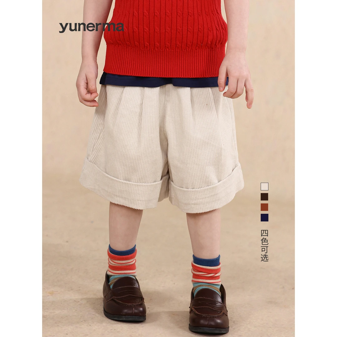 宝宝幼儿园春夏百搭灯芯绒短裤允儿妈女童春季洋气中裤儿童裤子潮