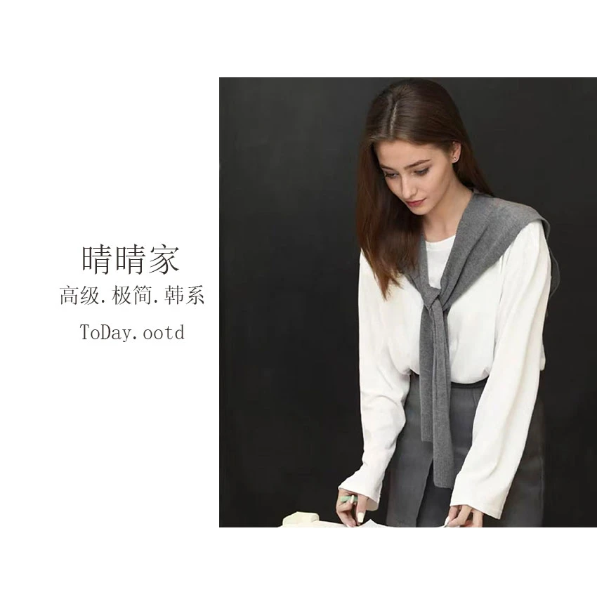 晴晴家-【】早秋韩系百搭针织披肩外搭坎肩儿7642